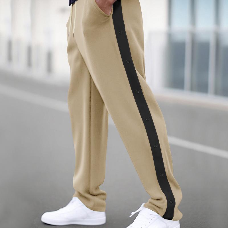 Casual Sports Buttoned Trousers Men's Spring and Autumn Loose Straight Loose Button Decorative Large Size Trousers