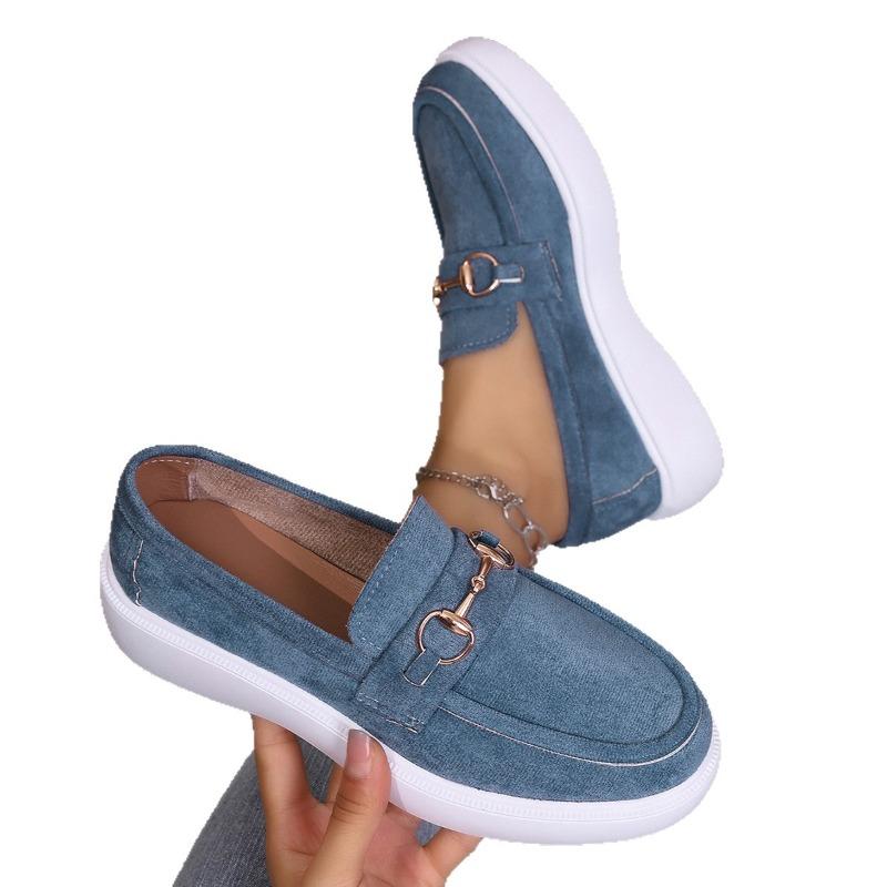 Женские лоферы с металлической пряжкой, слипоны для вождения в британском стиле, удобные мокасины на плоской подошве для женщин