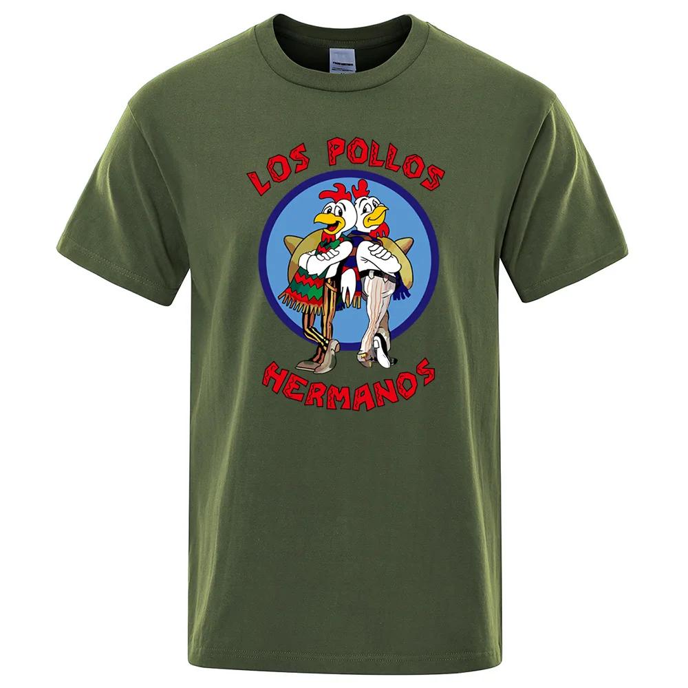 LOS POLLOS Hermanos Funny Printed T-Shirt Fashion Casual Short Sleeves Summer Cotton Breathable Tshirt Chicken Brothers Tee