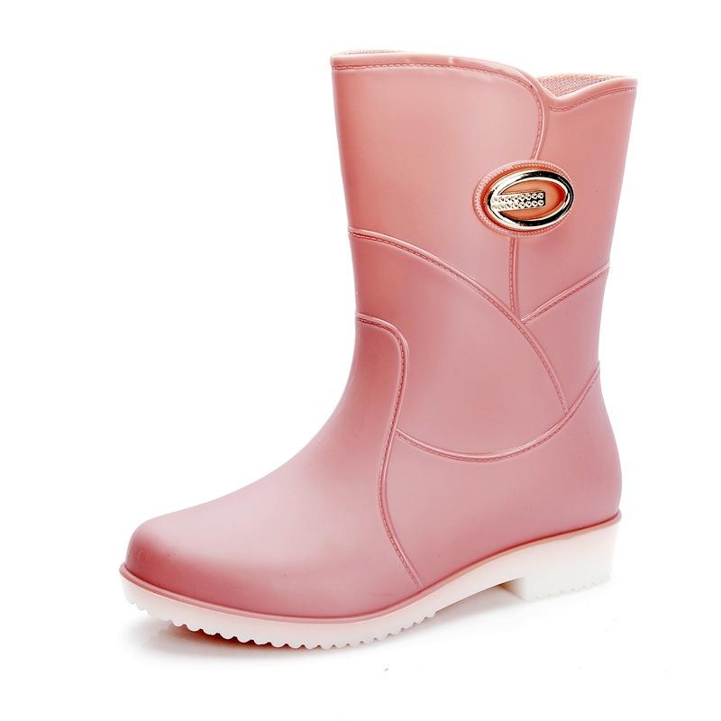 Новые резиновые сапоги женские модные резиновые сапоги средней высоты женские корейская версия трендовой рабочей обуви для взрослых женщин