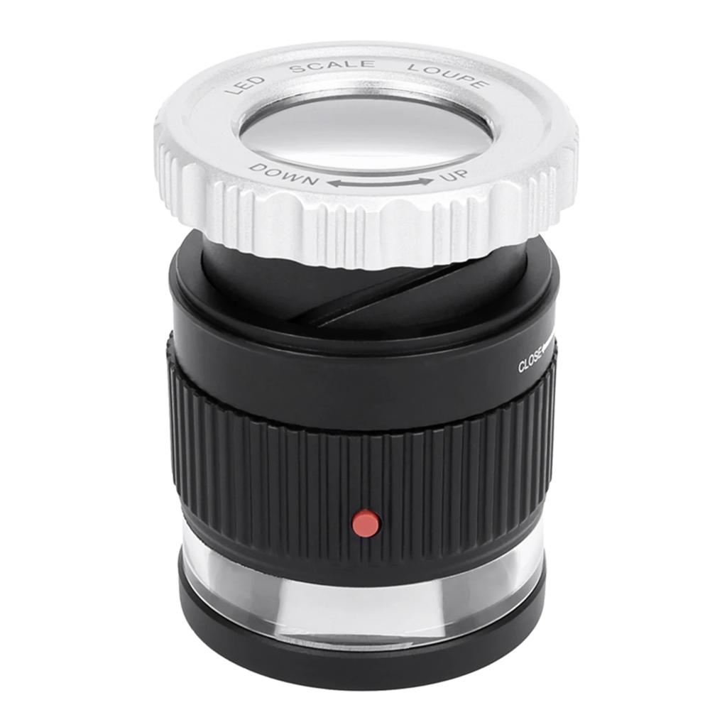 Светодиодная лупа, 30-кратная регулируемая лупа, металлическое цилиндрическое зеркало со шкалой, маленькое зеркало для чтения, ювелирная лупа