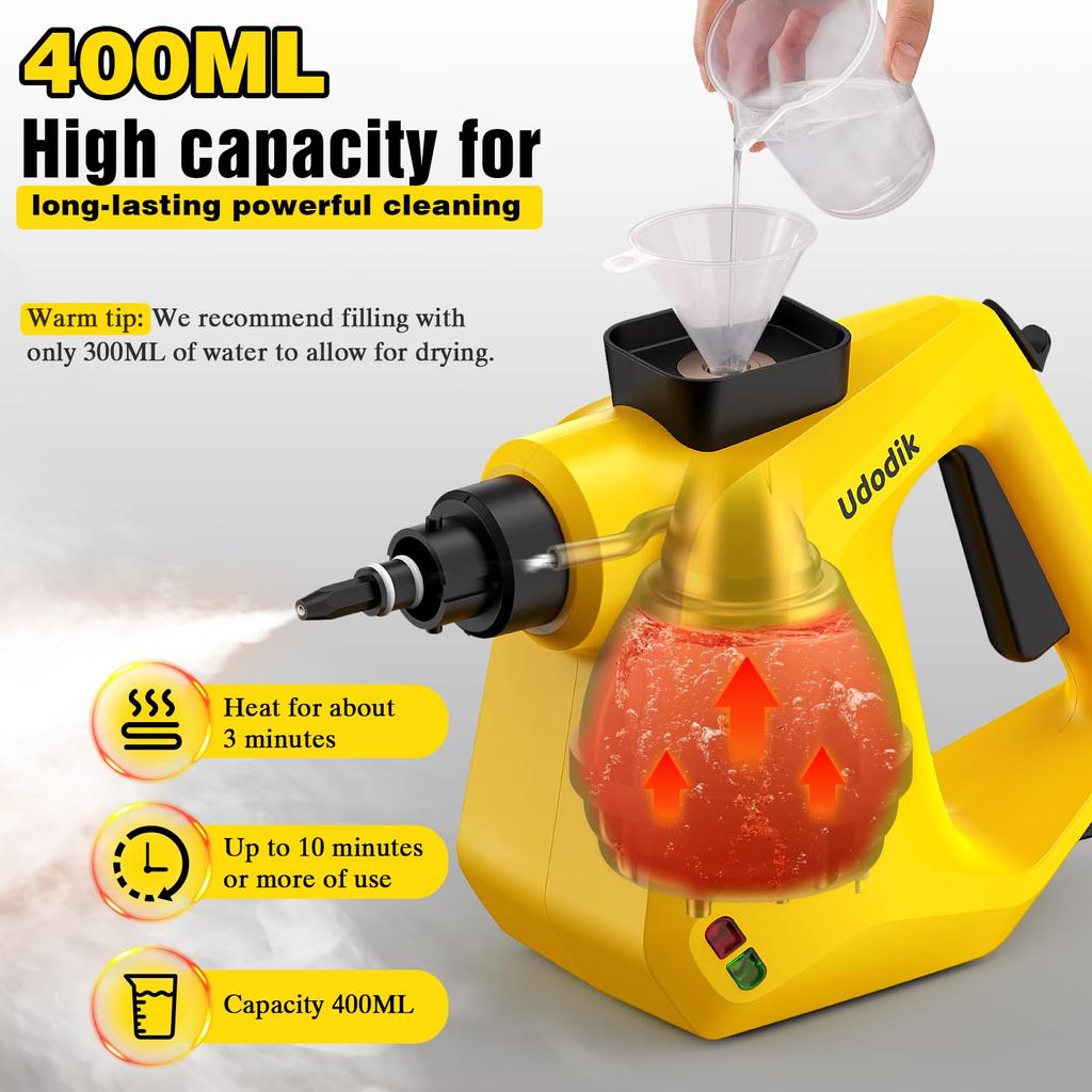 Udodik Steam Steam Cleaner with 10 Piece Accessory Pressurized Steam Cleaning Machine Multipurpose and All Natural and Steam Cleaning for Carpet