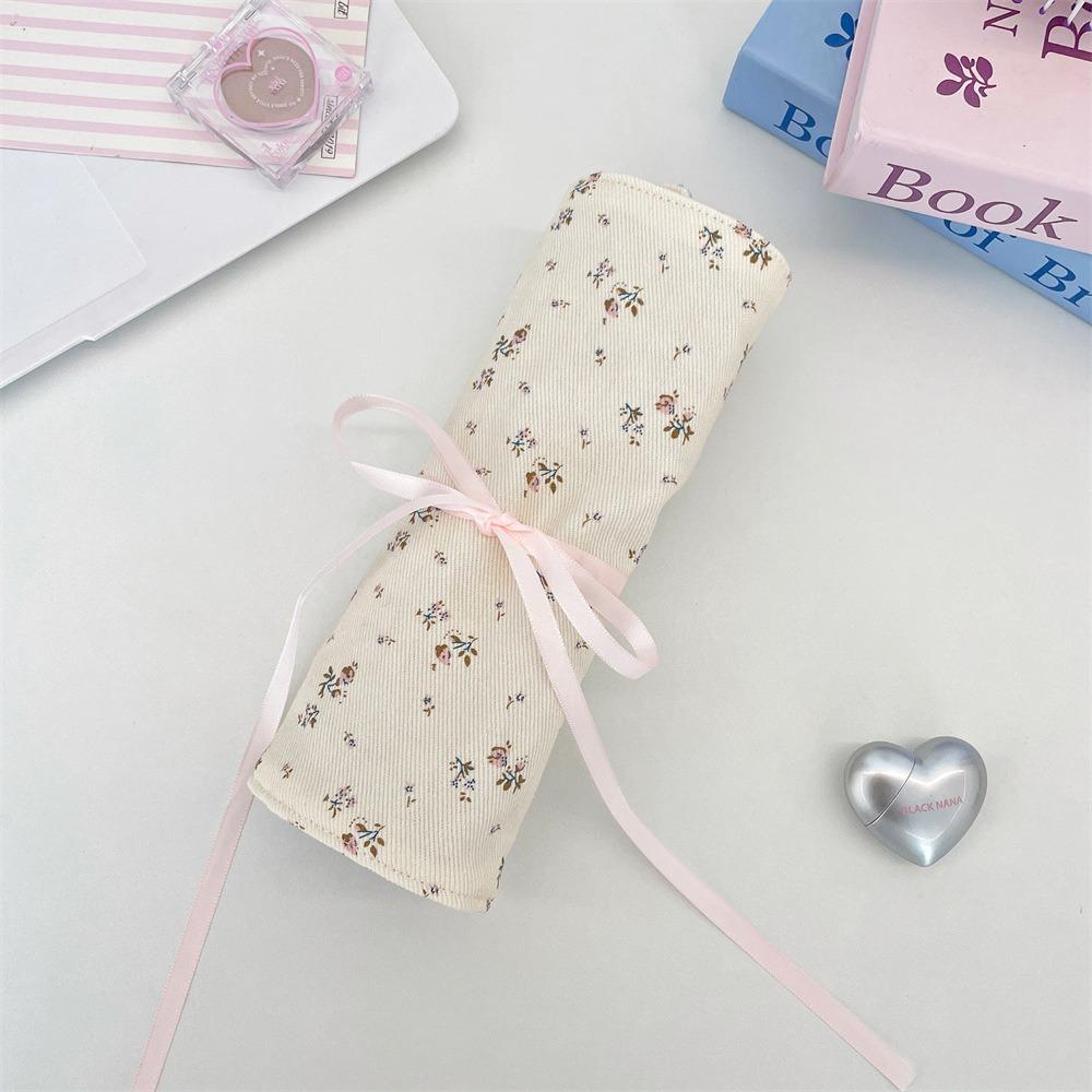 Convenient Makeup Brush Bag Floral Pattern Large Capacity Cosmetic Storage Bag Pink Beauty Tool Makeup Brush Organizer Household