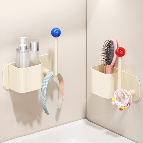 Полка для хранения в ванной с дренажным отверстием, высокая грузоподъемность, большая вместимость, настенная полка для хранения с крючком