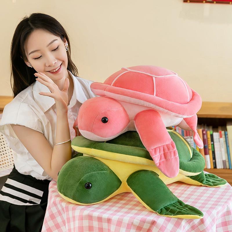 Adorable Green Turtle Plush Pillow Ultra-soft Pp Cotton Stuffed Animal Toy For Kids