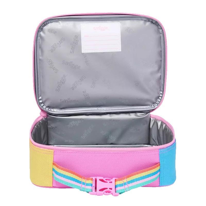Smiggle Kids Double-Layer Insulated Lunch Bag With Handle - Waterproof Canvas School Meal Carrier Elementary Students