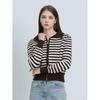 Ozoc Stripe Two Way Zip Up Knit