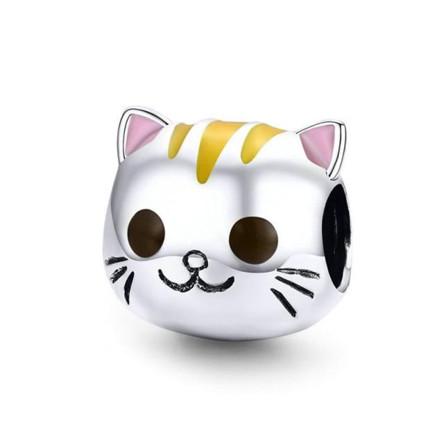 Silver Animal Cat Panda Rabbit Rabbit Lion Owl Unicorn Horse Jewelry Pendant Bracelet DIY Fit Original Bracelet