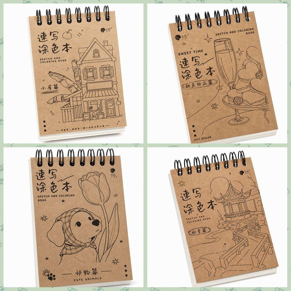 Vintage Coloring Sketching Book Blank Notebooks Blank Sketch Art Drawing Book  Kids Arts Crafts