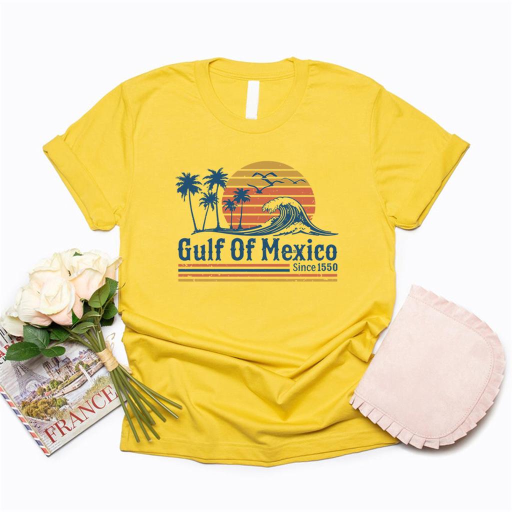 Футболка Retro Sunset of Mexico Gulf Since 1550, пляжная рубашка Mexico, мужская и женская, с коротким рукавом, футболка с протестным принтом, уличная футболка