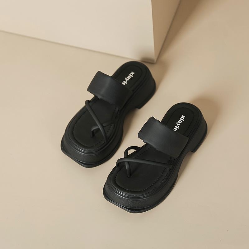 Женские летние сандалии 2025 новая платформа носок шлепанцы обувь обувь-маффин [горчично-зеленый хаос белый]