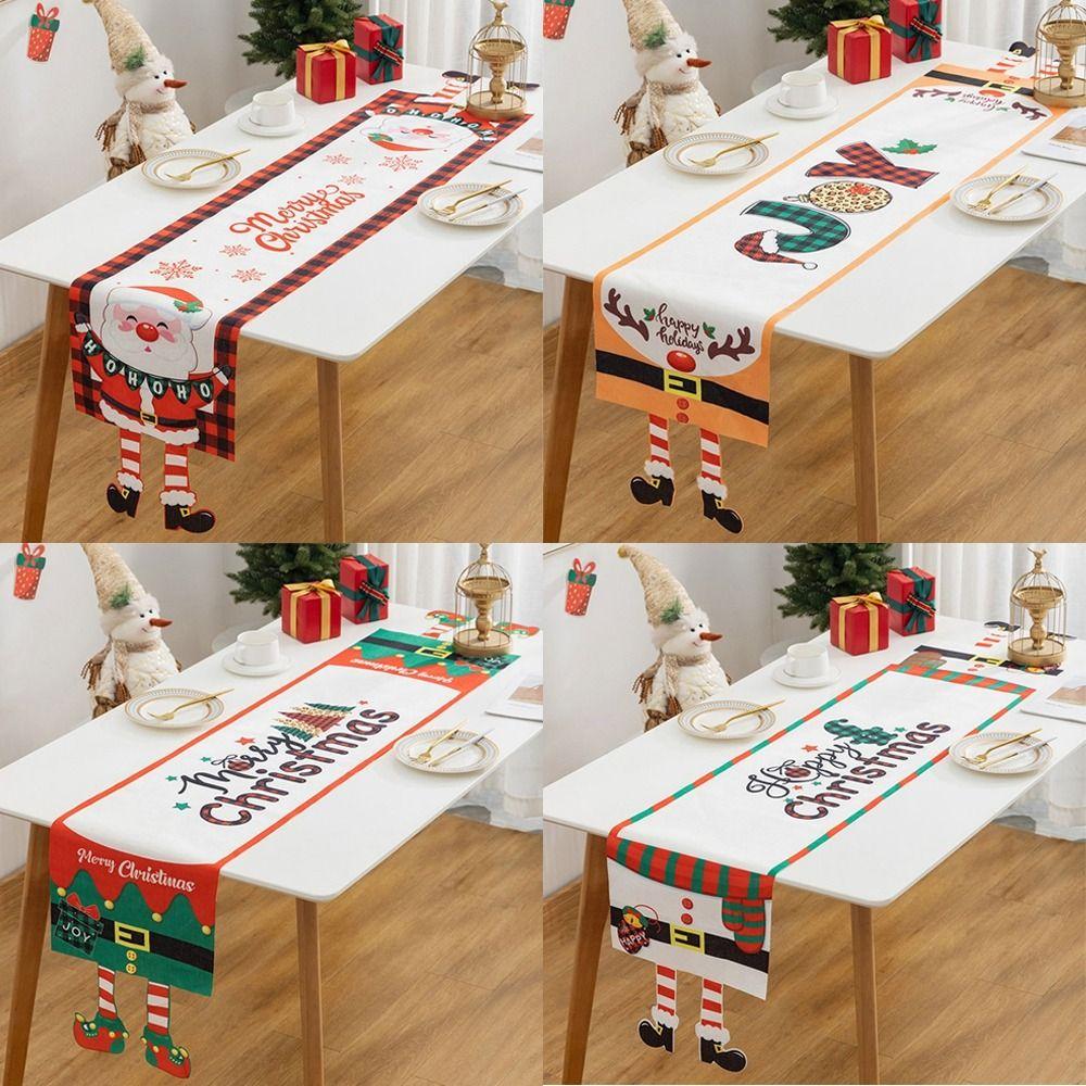 Мультяшная ткань Рождественская скатерть Рождественский орнамент Navidad Table Runner Многоразовый Рождественский флаг для стола Рождество