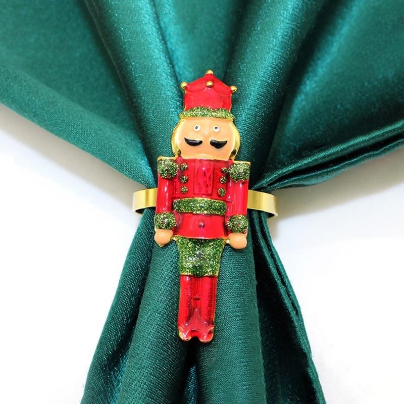 Фестивальные металлические держатели для салфеток с дизайном рождественского солдатика 6 шт. Прочный незаменимый элемент для сервировки кухонного стола