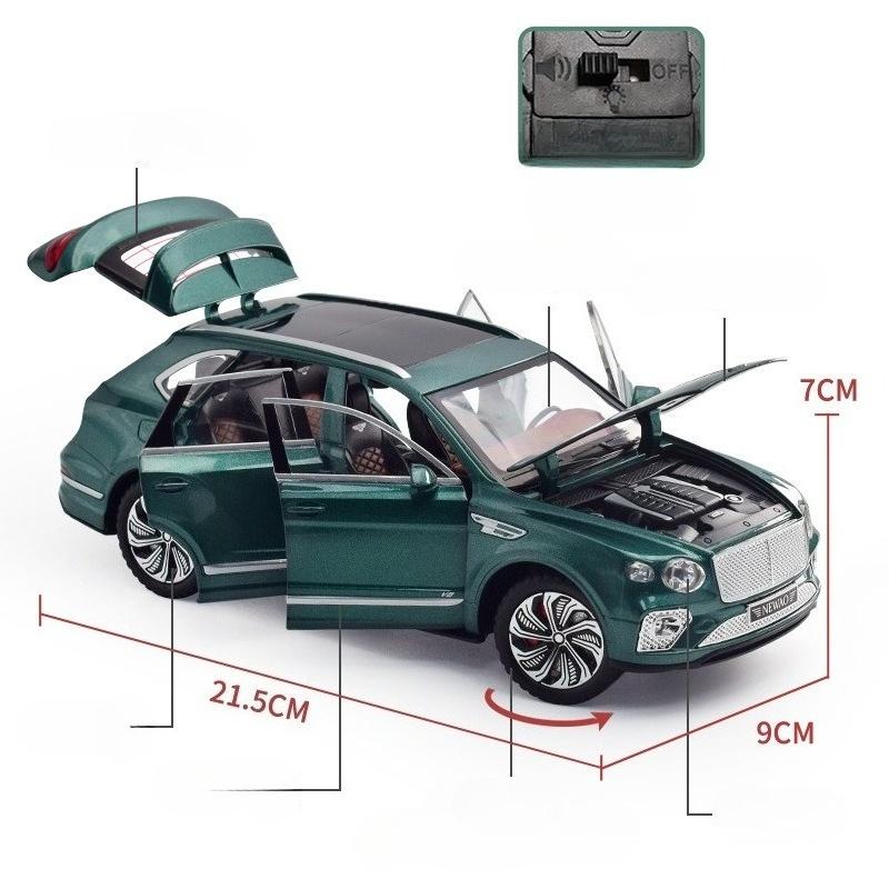1:24 Bentayga SUV Литой Металлический Модель Автомобиля Люкси Игрушечные Транспортные Средства Модель Автомобиля Высокая Симуляция Звук и Свет Коллекция Подарок для Детей