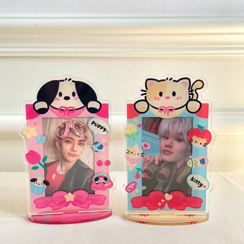 Cartoon Puppy Kitten Photo Frame Colorful Photo Card Holder 3 Inch Kpop Photo Display Desktop Decor Wholesale New Arrival 2025