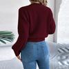Women's Fashion Solid Color Cable-knit Long-sleeved Waist Pullover Sweater