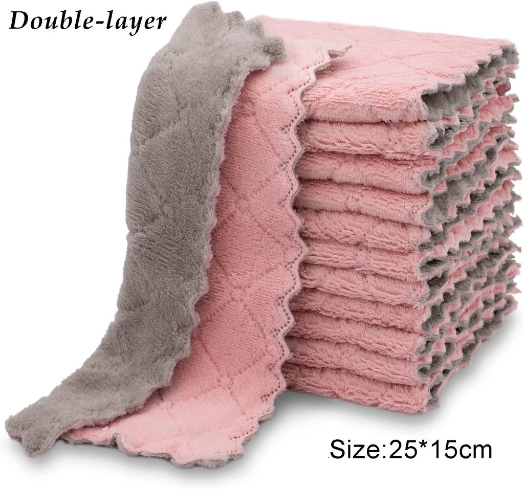 20cm 30cm Dishcloths Coral Fleece Super Absorbent Pan Pot Pads Dishrag Kitchen Dishes Cleaning Rag Towels Napery Dishcloth Rags