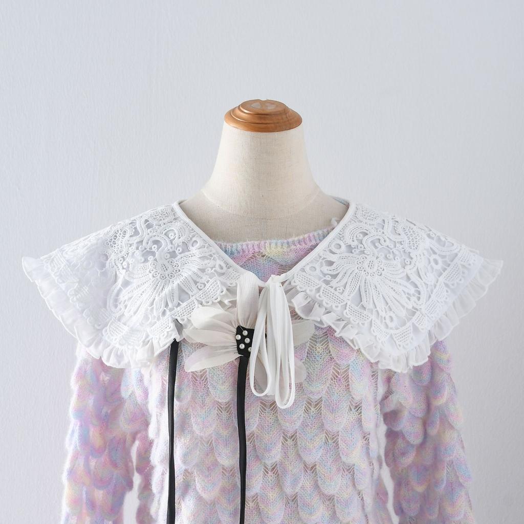 Fake Collar Shawl Wrap Shwal for Women's Shirt Embroidery Lace Necklace Vintage Detachable False Collar Short Capele