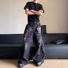 2024 Men's American-Style Trendy Distressed Loose Straight Denim Trousers