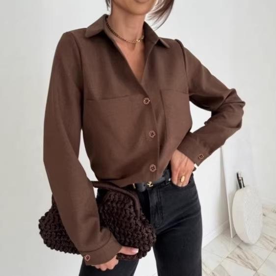 2025 Women's Comfy Autumn/Winter Inner Layering Shirt - Atmospheric Brown