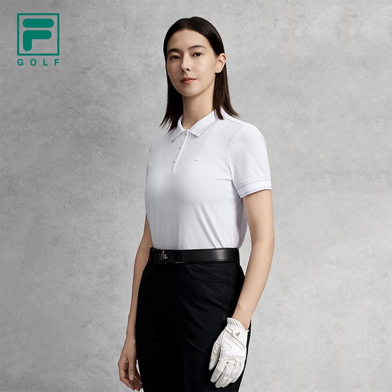 Fila Модная простая спортивная удобная вязаная футболка-поло с коротким рукавом для женщин Серия Гольф Цвет Нефритово-белый A11W625109FWT