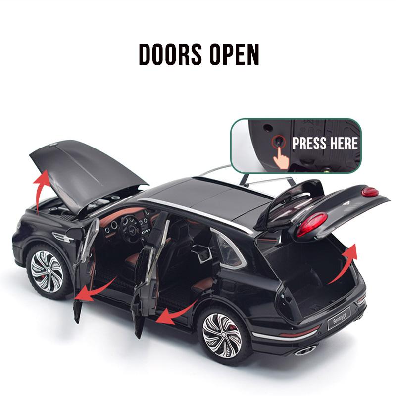1/24 Scale Bentley Bentayga Diecast Car Model, Pull Back Toy with Sound and Light for Kids, Toddler Boys Girls Gift Collection