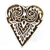 Heart Shape Floral Printing Block Wooden Designer Wood Stamps Textile Blocks