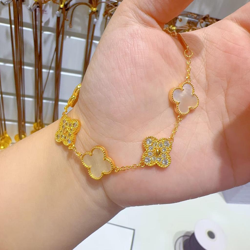 15MM Color-retaining Real Shell Four-leaf Clover Bracelet Adjustable High-class Versatile Women's Bracelets