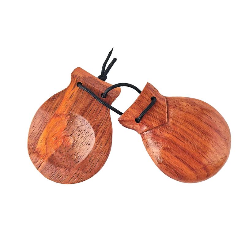2Pcs Traditional Castanet Wood Spanish Castanets Flamenco Dance Castanets W String Hand Clapper Children Percussion Instrument