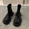 Модные ботильоны на среднем каблуке челси зимние новая мода платформа женские туфли на молнии готические повседневные мотоботы женские толстая обувь