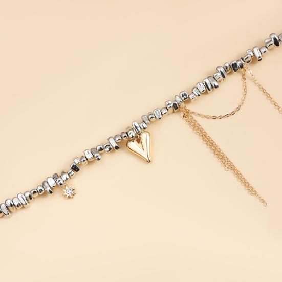 Необычный камень чокер для женщин Серебряный кисточка кулон сердце ожерелье свадебные украшения подарок для жены подруги на День святого Валентина день рождения годовщина