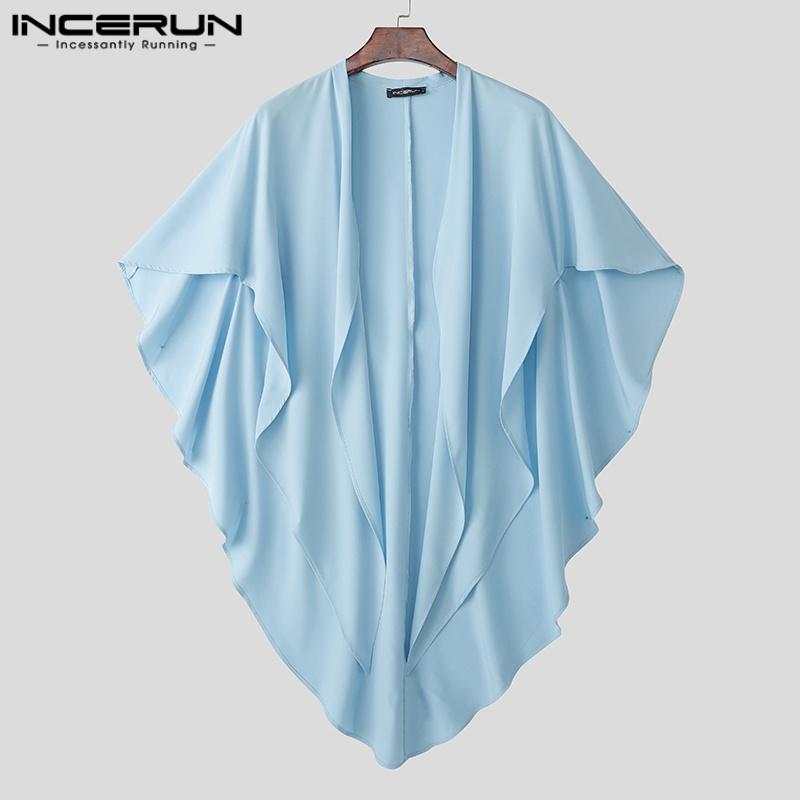 INCERUN Мужские топы-кардиганы с рукавами «летучая мышь» и открытым передом, нерегулярные оборки