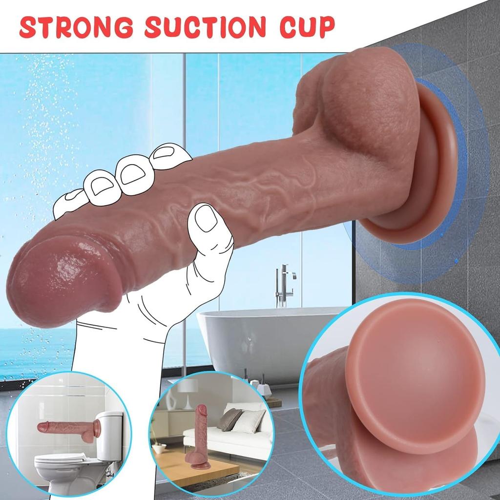 Sex Toys Dildo 7.8 Inch Realistic Silicone Dildo, Safety Material for Clitoral Vagina and Anal Stimulation with Strong Suction Cups, Sex Adult Toys