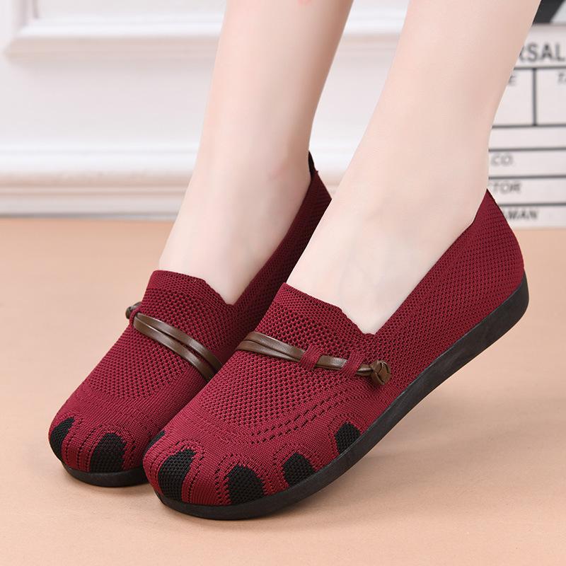 Comfortable Walking Shoes for Elderly Women Soft Sole Slip-on Flats Anti-fatigue Casual Loafers