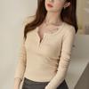 Lace Lace Button T-shirt for Women for Women's Long-sleeved Autumn New Pure Shoulder Versatile Top