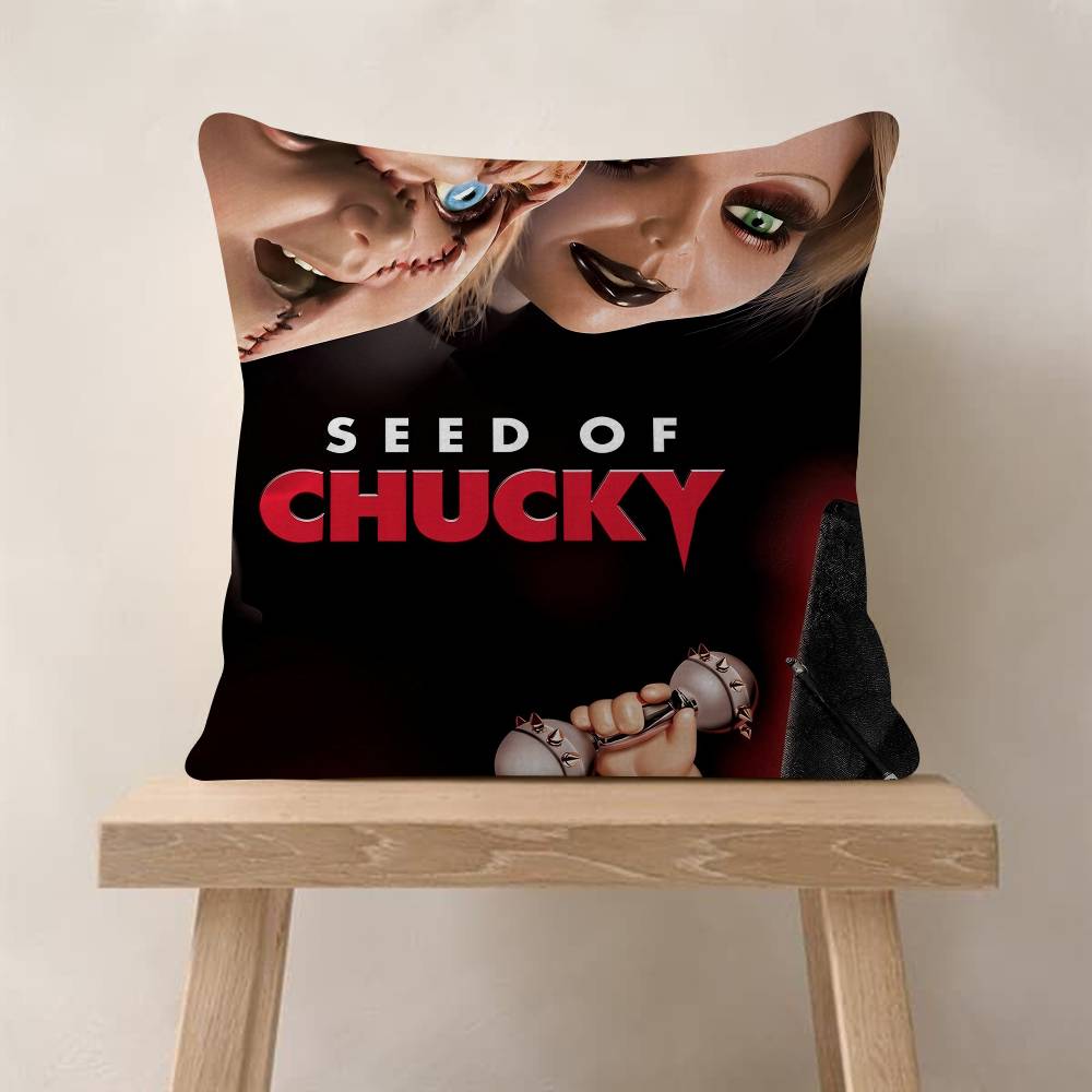Horror Movie Chucky Childs Play Pillow Covers Cartoon Sofa Decorative Home Doublesided Printing Short Plush Cute Cushion