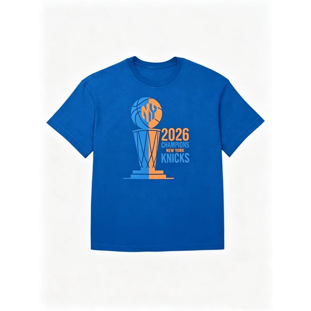 2026 Чемпионы NY Knicks Коллекция Финала New York Knicks Футболка Летняя Новая Мужская Женская Хлопковая Оверсайз Унисекс Харадзюку Высокое качество