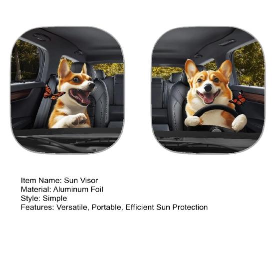 Yousheng 2 шт. Автомобильная солнцезащитная шторка с принтом животных, солнцезащитная шторка на лобовое стекло из алюминиевой фольги высокой плотности, блокирует УФ-лучи, солнцезащитный козырек, всесезонная защита, автомобильное солнце