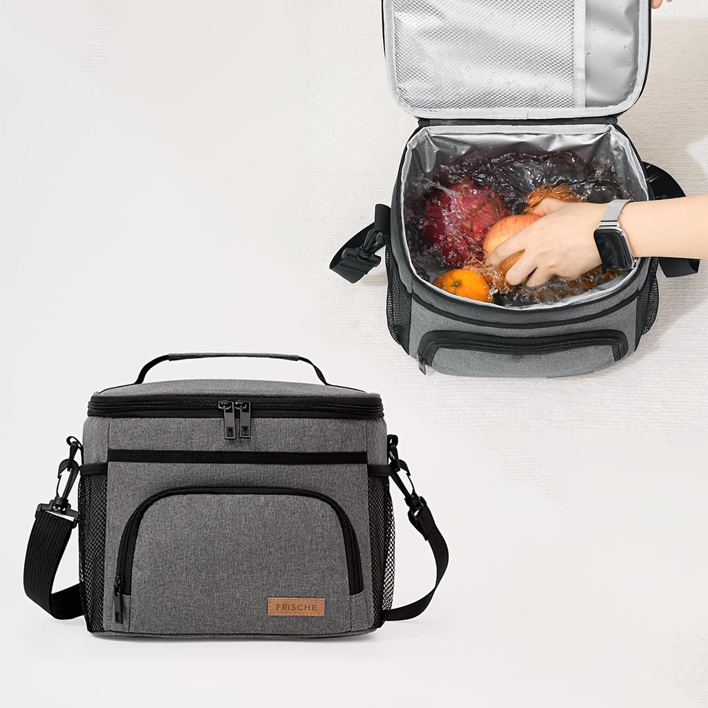 Multifunctional Insulated Lunch Bag, Waterproof, Large Capacity, Crossbody Strap, Ideal For Office, School, Picnic, Travel