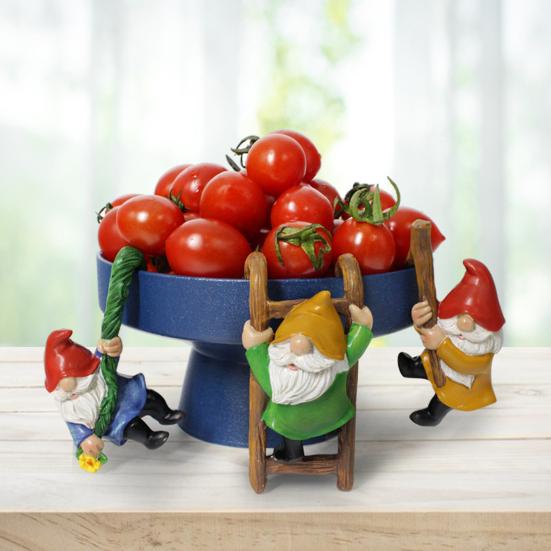 3Pcs Hanging Gnome Figurine Ladder Climbing Colorful Faceless Dwarf Resin Statue Sculpture Desktop Garden Decoration Ornament Festival Gift