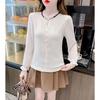 Chic Autumn Blouse Graceful Lace Chiffon Shirt, Stylish and Elegant Long Sleeve Top To Add French Style Charm