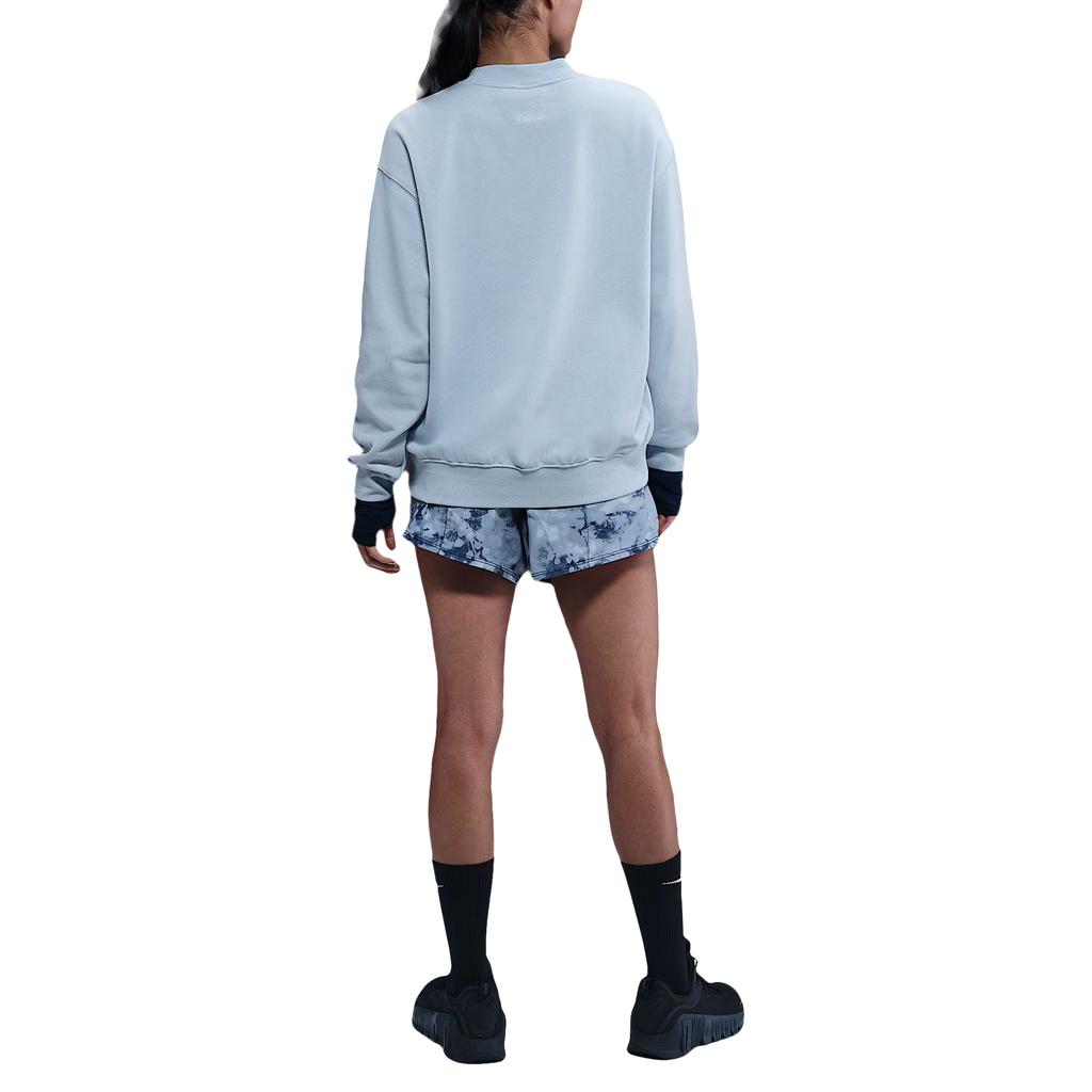 Nike Женский свитшот Dri-Fit с логотипом Swoosh, свободного кроя, с круглым вырезом, со спущенным плечом и длинными рукавами DQ5543-441