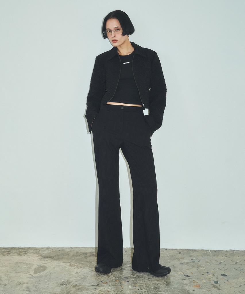 CITTA Twill Stripe Semi-Flare Slacks_Ctb538(Black)
