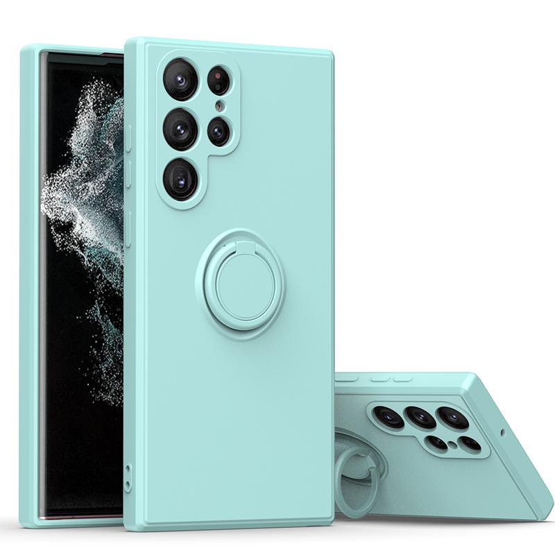 S24 Ultra 5G Magnetic Ring Phone Folding Stand Cover For Samsung Galaxy S24 S25 S23 Ultra Plus S21 FE Liquid Silicone Matte Case