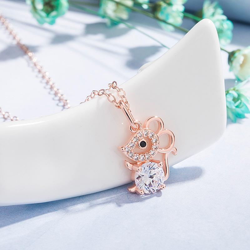 Sace Gems Милая маленькая мышка, медный сплав, циркон, женское ожерелье, модный подарок
