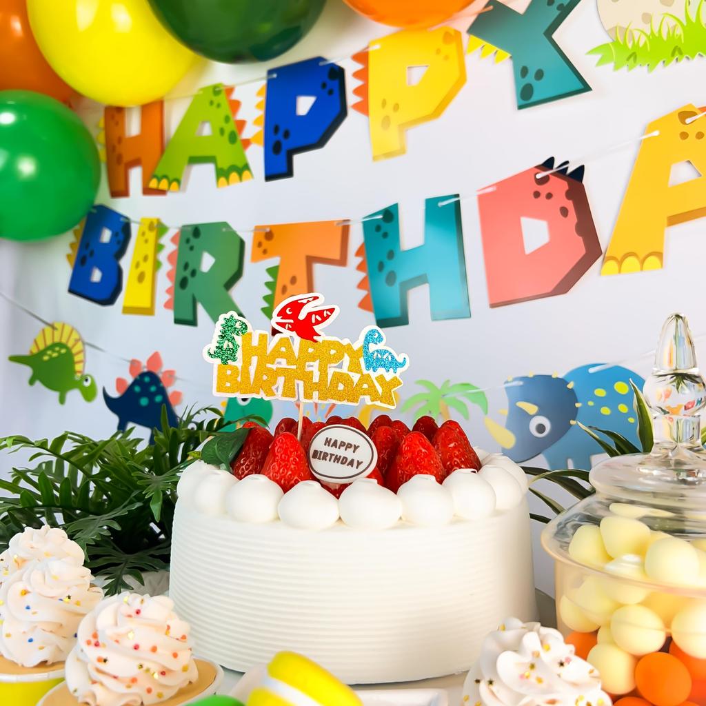 Dinosaur Birthday Decoration Balloon Set Boys Birthday Party Decoration HAPPY BIRTHDAY Balloon Garland Cake Topper HaHaHa! (Dinosaur)