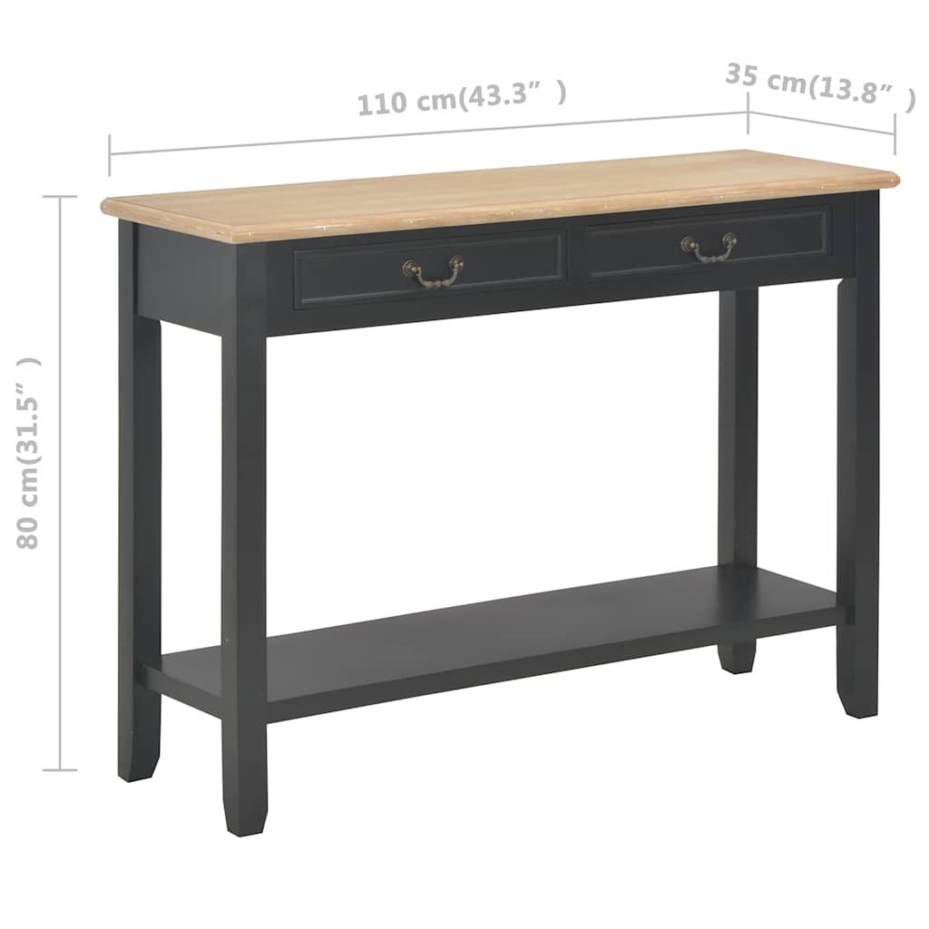 Console Table Black 110 x 35 x 80 cm Wood