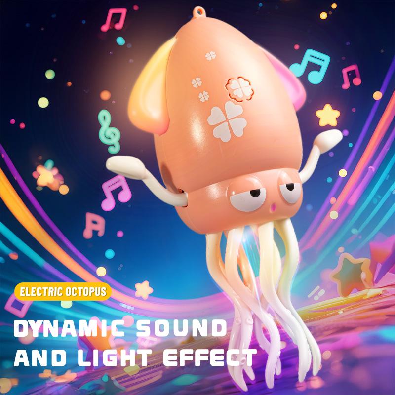 Electric Dancing Squid Toys for Kids Sound and Lights Obstacle Avoidance Crawling Simulation Octopus Baby Funny Interactive Toy
