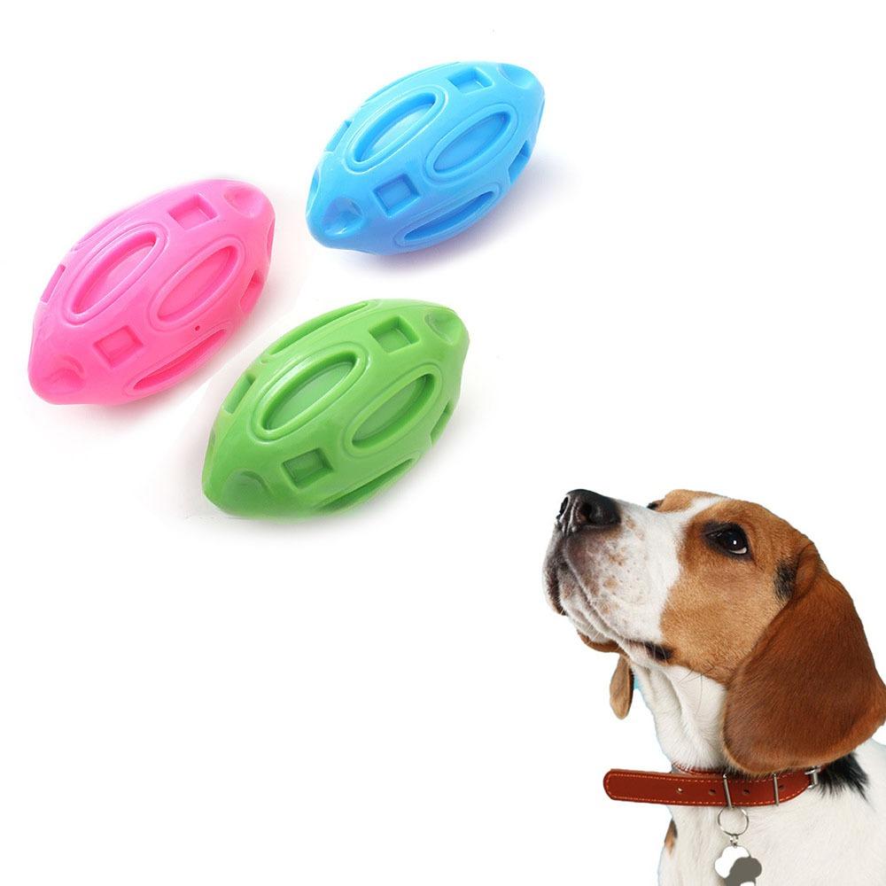 TPR Собака пищащая игрушка в форме мяча для регби игрушка для скрежета зубов у собак средних и крупных пород