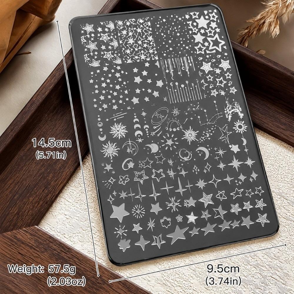 Star Moon Nail Stamping Plates Rectangle Shape Silicone Stamp Printing Template Manicure Tools